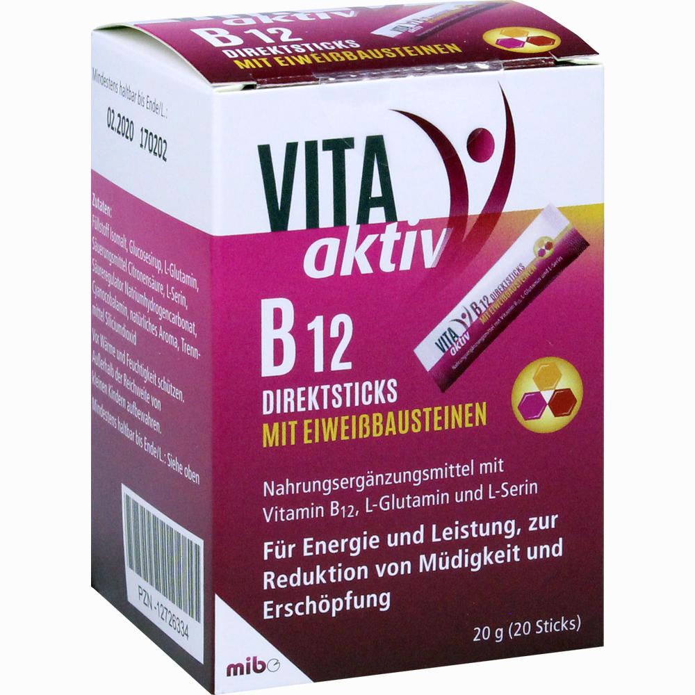 Vita Aktiv B 12 Direktsticks Mit Eiweißbausteinen Beutel 20 Stück ...