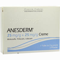 Anesderm 25mg G + 25mg G Creme + 2 Pflaster Kombipackung 1 Packung