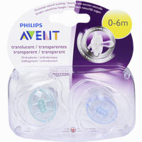 Avent Schnuller Durchsichtige Designs 0- 6m 2 Stück