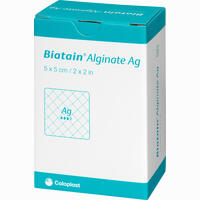 Biatain Alginate Ag Kompressen 5x5cm mit Silber Verband Coloplast 30 Stück