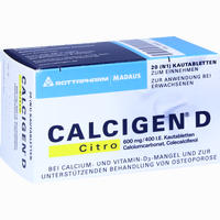 Calcigen D Citro 600 Mg/400 I.e. Kautabletten 20 Stück