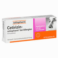 Cetirizin- Ratiopharm bei Allergien 10 Mg Filmtabletten 20 Stück