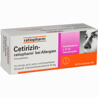 Cetirizin- Ratiopharm bei Allergien 10 Mg Filmtabletten 50 Stück