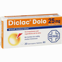 Abbildung von Diclac Dolo 25mg überzogene Tabletten 20 Stück