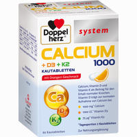 Doppelherz Calcium 1000 + D3 + K2 System Kautabletten 60 Stück