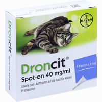 Droncit Spot- On 40mg/ml Lösung Zum Auftragen Auf die Haut Vet 4 x 0.5 ml