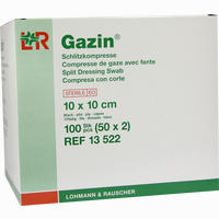 Gazin Schlitzkompresse 8fach 10x10cm Steril Kompressen 50 x 2 Stück