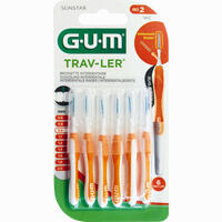 Gum Trav- Ler Orange Kerze 0.9mm Interden+6 Kappen Zahnbürste 6 Stück