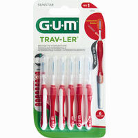 Gum Trav- Ler Rot Kerze 0.8mm Interdental+6 Kappen Zahnbürste 6 Stück