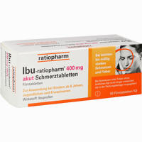 Ibu- Ratiopharm 400mg Akut Schmerztabletten Filmtabletten 50 Stück