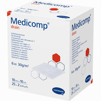 Medicomp Drain Steril 10x10 Cm 6f S30 Kompressen 25 x 2 Stück