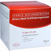 Mull- Schlitzkompresse 5x5cm 12- Fach Steril Kompressen 25 x 2 Stück