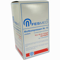 Mullkompressen Gr. 13 Unsteril 12- Fach 10 X 10cm 100 Stück