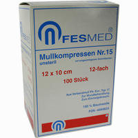 Mullkompressen Gr. 15 Unsteril 12- Fach 10 X 12cm 100 Stück