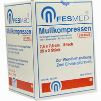 Mullkompressen Steril 7.5x7.5 Es 8f 25 x 2 Stück