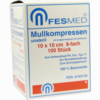 Mullkompressen Unsteril 10x10 Es 8f 100 Stück