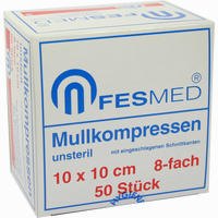 Mullkompressen Unsteril 10x10 Es 8f 50 Stück