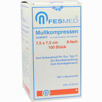 Mullkompressen Unsteril 7.5x7.5 Es 8f 100 Stück