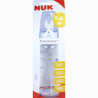 Nuk First Choice+ Glasflasche mit Sauger Aus Silikon 0- 6 Monate 240ml 1 Stück