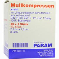 Param Mullkompressen Steril 8- Fach 7,5 X 7,5cm 25 Stück