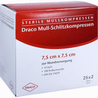 Schlitzkompresse 7,5x7,5cm Steril 12fach Kompressen 25 Stück