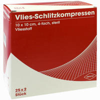 Schlitzkompresse Vlies 10x10cm 4fach Steril Kompressen 25 x 2 Stück