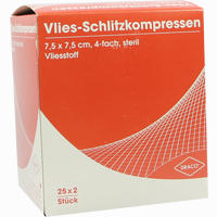 Schlitzkompresse Vlies 7.5x7.5cm 4fach Steril Kompressen 25 x 2 Stück