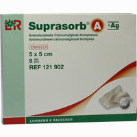 Suprasorb A+ag Antimikrobielle Calciumalginat- Kompresse 5x5cm Kompressen 8 Stück