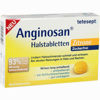 Tetesept Anginosan Halstabletten Zitrone zuckerfrei Lutschtabletten 20 Stück