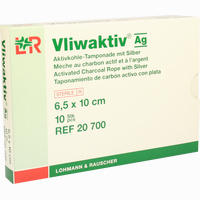 Vliwaktiv Ag 6,5x10cm Aktivkohle Tamponade mit Silber Tpo 10 Stück