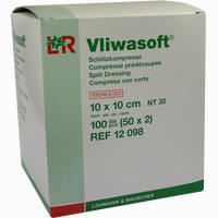 Vliwasoft Schlitzkompresse 10x10cm Kompressen 50 x 2 Stück