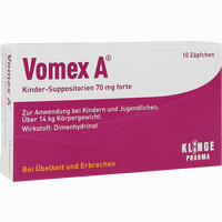 Vomex A Kinder- Suppositorien - 70mg Forte Kinder- Zäpfchen 10 Stück