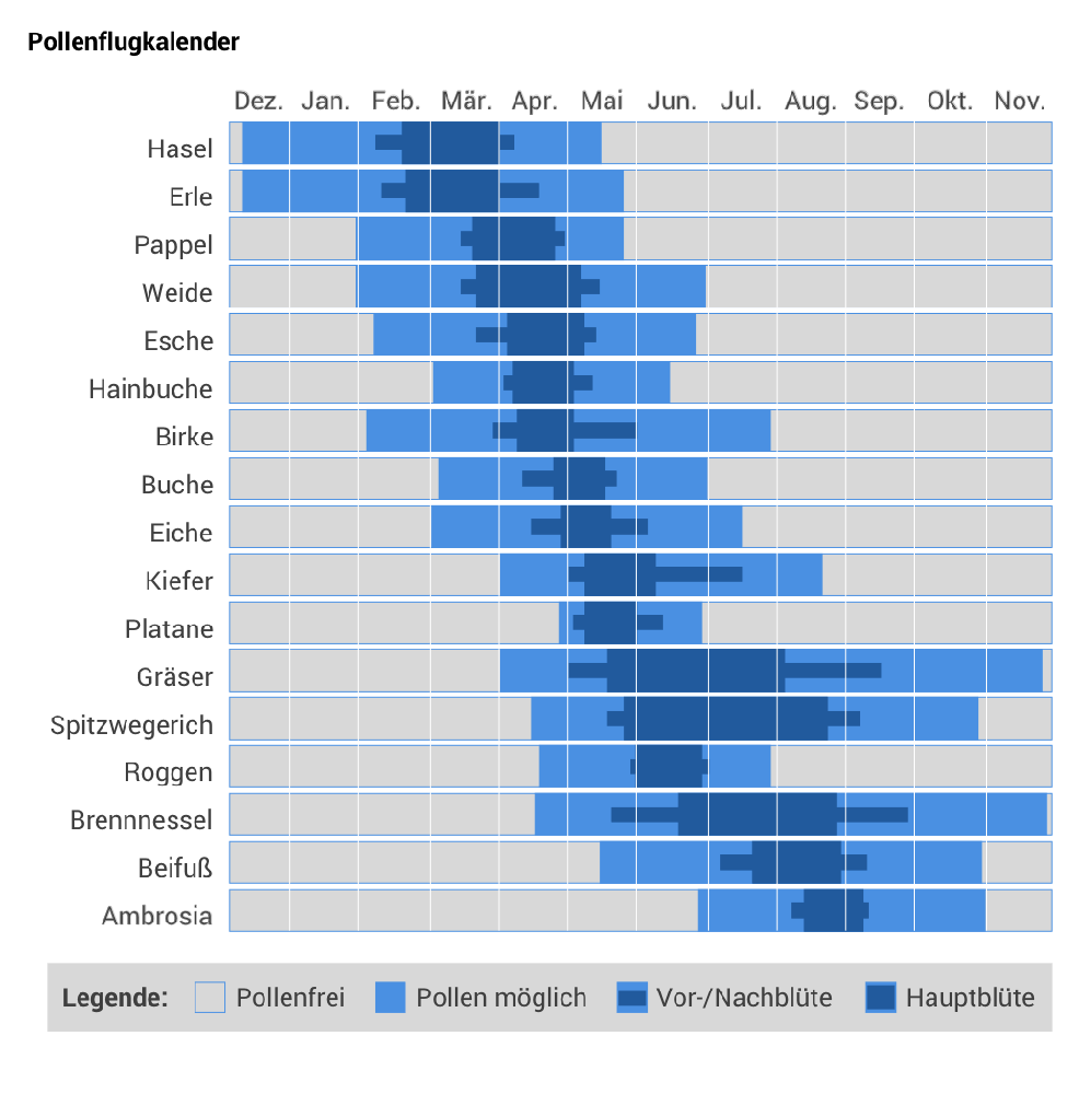 Pollenflugkalender bei Heuschnupfen