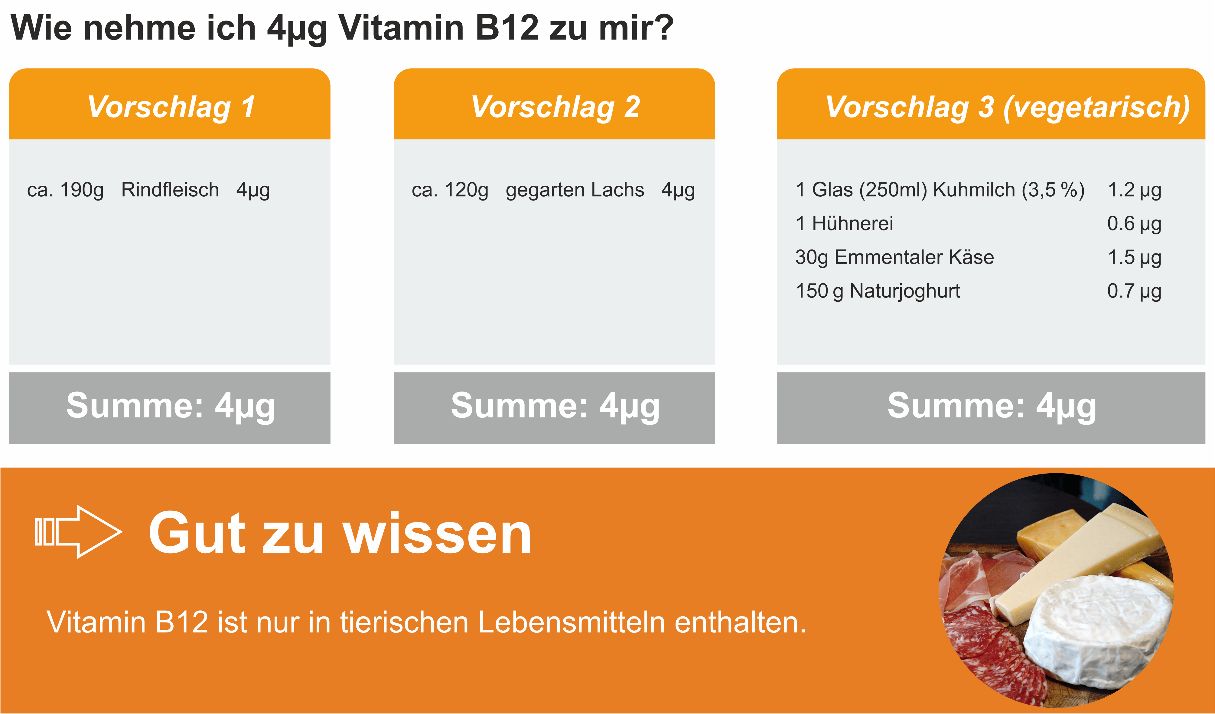 Täglichen Bedarf an Vitamin B12 decken