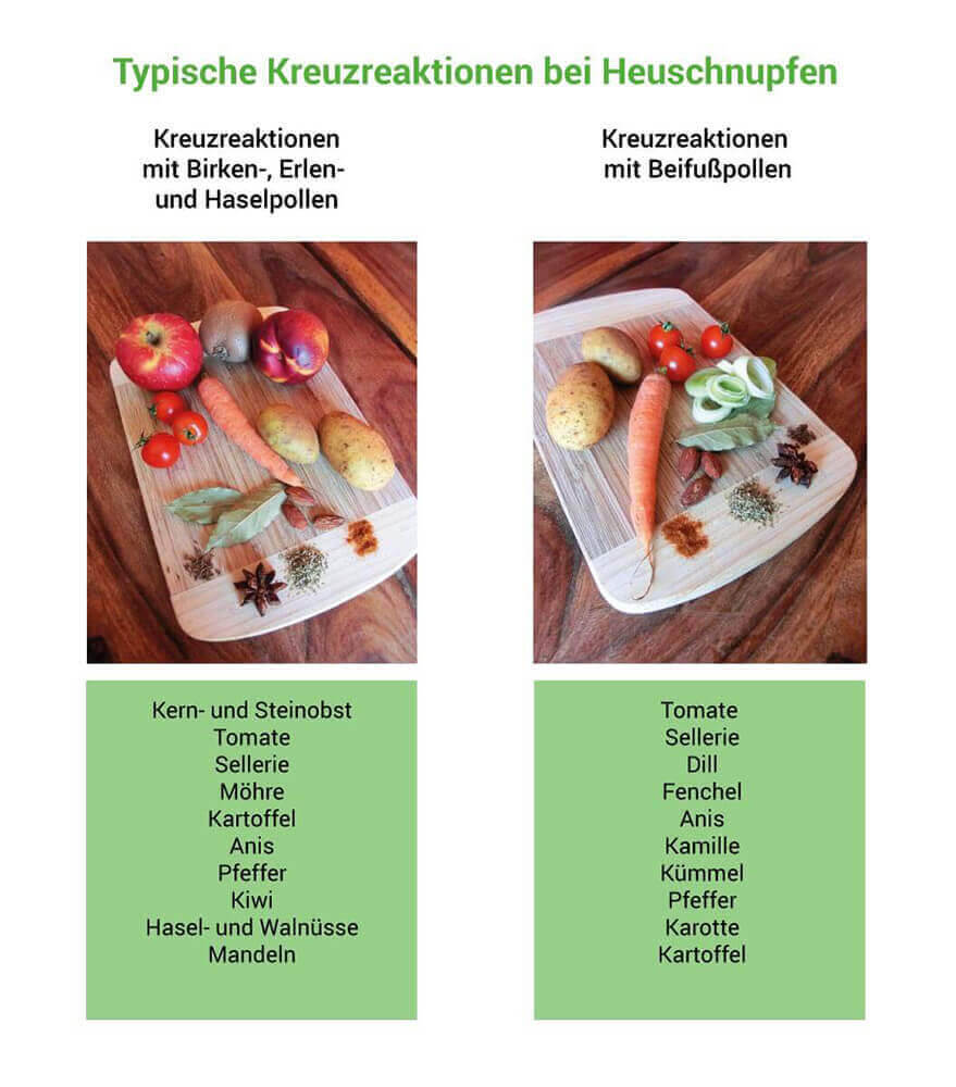 Typische Kreuzreaktionen bei Heuschnupfen